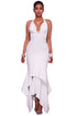 Sexy White Cross Back Asymmetric Hemline Maxi Dress